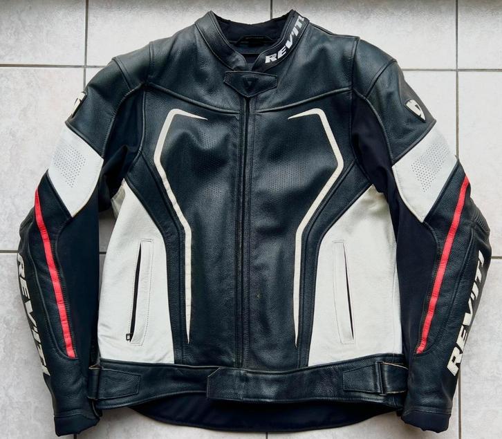 REV'IT! Vertex GT jas Zwart-Rood, Motoren, Kleding | Motorkleding, Jas | leer, Heren, Tweedehands, Ophalen
