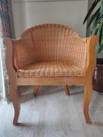 2 stoelen met armleuning, houten kader; zitting & rug: rotan, Ophalen, Twee, Bruin, Hout