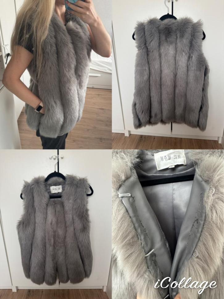 grijs bontachtig gilet, Kleding | Dames, Truien en Vesten, Gedragen, Maat 38/40 (M), Grijs, Ophalen of Verzenden