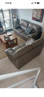 Leder salon, Huis en Inrichting, Ophalen, Gebruikt, Leer