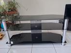 LIQUIDATION - Meuble TV en verre noir - 30€, Huis en Inrichting, Kasten |Televisiemeubels, Ophalen, Gebruikt, Glas