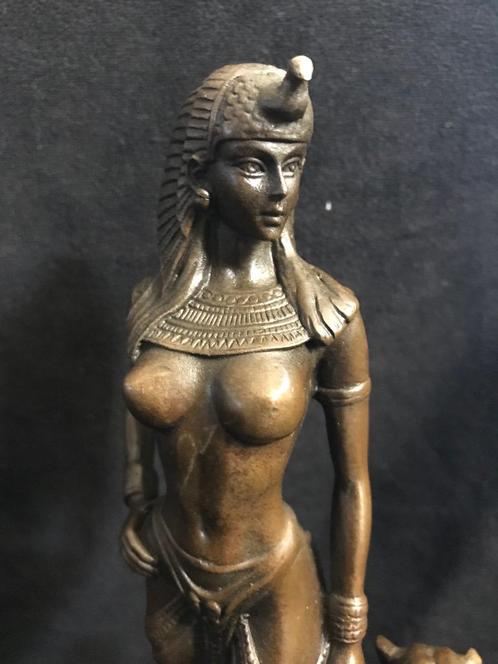Bronzen Cleopatra/panter Cesaro/stempel zuiver fraai brons, Antiek en Kunst, Kunst | Beelden en Houtsnijwerken, Ophalen of Verzenden