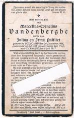 Oorlog.Vandenberghe Marcellus.° Bulscamp 1896 † Dixmude 1917, Enlèvement ou Envoi, Image pieuse