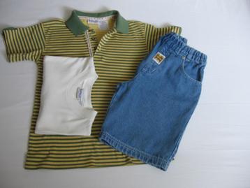 Jeansbermuda met polo en T-shirt voor boys, maat 116