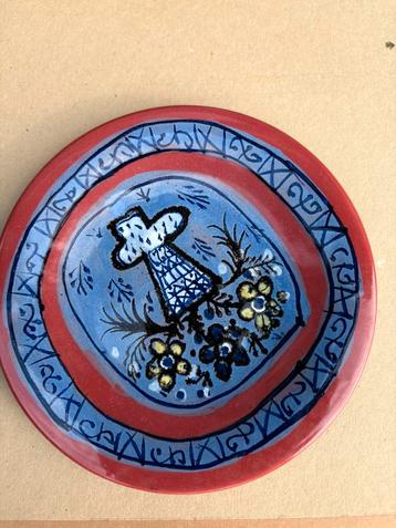 Vintage bord gesigneerd Paul Yvain - Blauw/groen emaille beschikbaar voor biedingen