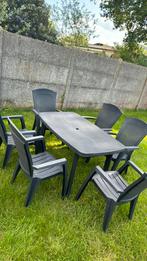 Tuinstel ‘Allibert’, grote tafel met 6 bijhorende stoelen., Jardin & Terrasse, Ensembles de jardin, Comme neuf, Chaise, Autres matériaux