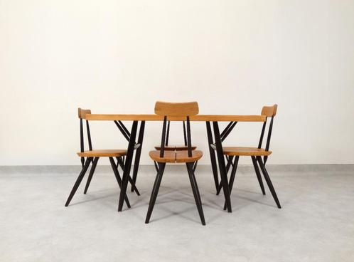 Ilmari Tapiovaara “Pirkka” dining set - Laakan Puu Finland, Maison & Meubles, Salles à manger complètes, Utilisé, 4 à 6 chaises