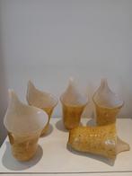 Set van 5 art deco geblazen glazen bobèches