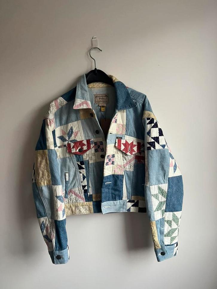 Ralph Lauren ‘Quilted Patchwork Trucker Jacket’  jeans - XS, Kleding | Dames, Jassen | Zomer, Zo goed als nieuw, Maat 34 (XS) of kleiner