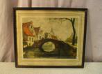 Belle Gravure Ancienne 'Vieux Bruges' - Van Doorn, Antiquités & Art, Enlèvement ou Envoi