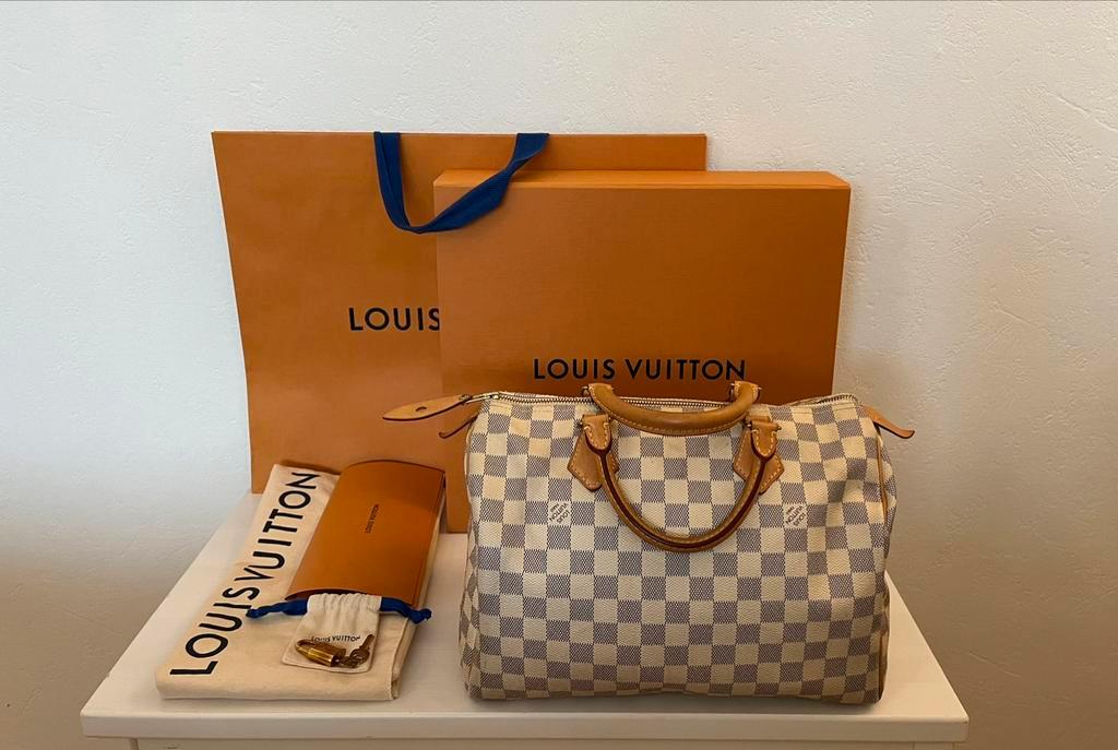 Louis Vuitton Speedy 30 Damier Azur Canvas Tassen