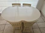 Houten tafel met 4 stoelen, Huis en Inrichting, Ophalen, Gebruikt, Rond, Vier personen