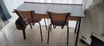 Vintage schoolbank/lessenaar incl 2 stoelen, Antiek en Kunst, Ophalen