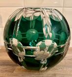 Val Saint Lambert kristallen vaas – groen – 18 cm, Antiek en Kunst, Ophalen