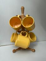 Lot de 6 tasses mugs jaunes avec présentoir bois, Maison & Meubles, Comme neuf, Tasse(s) et/ou soucoupe(s), Uni, Céramique