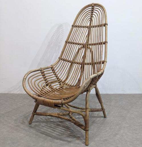 Vintage fauteuil van rotan en bamboe, Antiek en Kunst, Antiek | Meubels | Stoelen en Sofa's, Ophalen of Verzenden