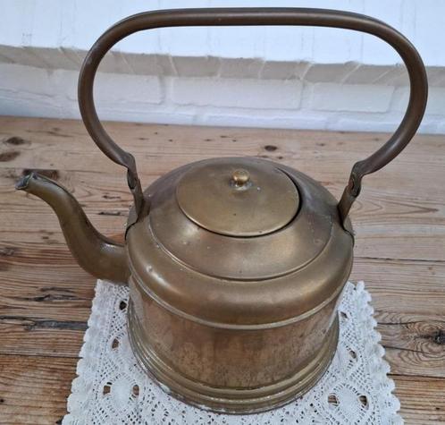 Oude grote koperen ketel met hengsel, Antiek en Kunst, Curiosa en Brocante, Ophalen of Verzenden
