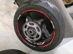 Setje banden bridgestone battlax s23 +achtervelg, Motoren, Ophalen, Gebruikt
