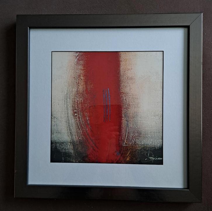 Carole Bécam  1968 Prachtig ingelijst abstract werk !, Antiquités & Art, Art | Peinture | Abstraite, Enlèvement