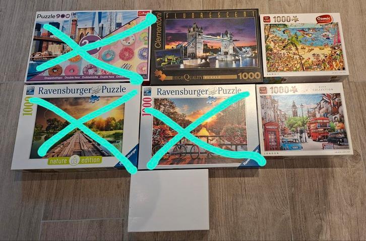 Set van 4 puzzels, Hobby en Vrije tijd, Denksport en Puzzels, Zo goed als nieuw, Legpuzzel