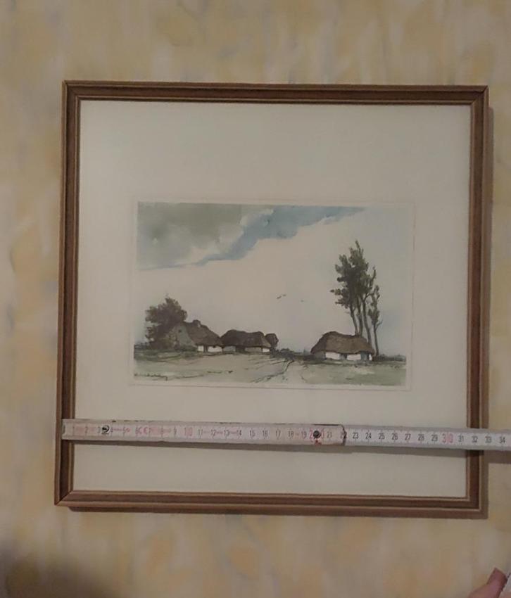 Oude schuren van Dirk Baksteen "in de Kempen", Antiek en Kunst, Kunst | Etsen en Gravures, Ophalen