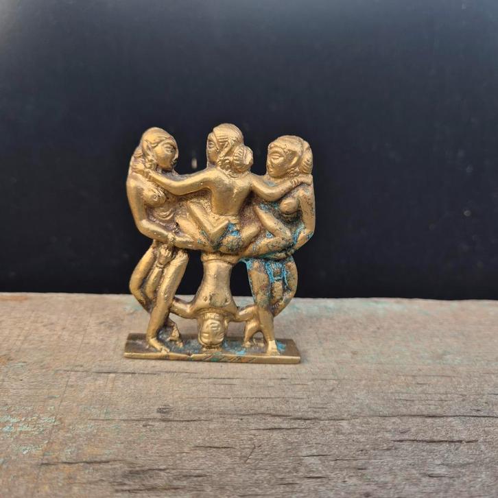 Erotisch messing/koper beeldje, stijl Kama Sutra, Antiek en Kunst, Kunst | Beelden en Houtsnijwerken, Ophalen of Verzenden