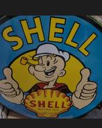 shell popeye emaille reclamebord, Verzamelen, Ophalen of Verzenden, Gebruikt, Reclamebord