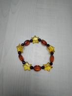 Bracelet en ambre avec étoiles et perles, Jaune, Autres matériaux, Enlèvement ou Envoi, Avec pierre précieuse