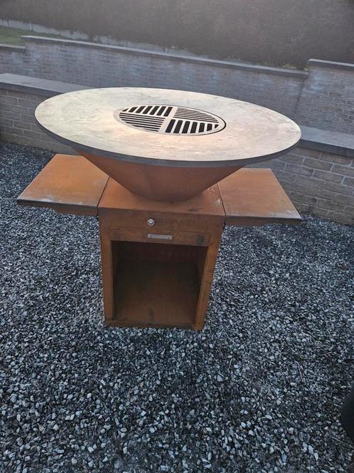 BBQ plancha cortenstaal 100cm met extra dikke bakplaat, Tuin en Terras, Vuurschalen, Nieuw, Ophalen