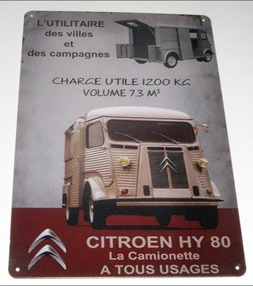 CITROEN : Metalen Bord Classic Citroën HY 80 - La Camionette, Verzamelen, Verzenden, Nieuw, Auto's