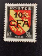 Réunion 1949 - wapenschild met opdruk CFA, Postzegels en Munten, Ophalen of Verzenden, Overige landen, Gestempeld