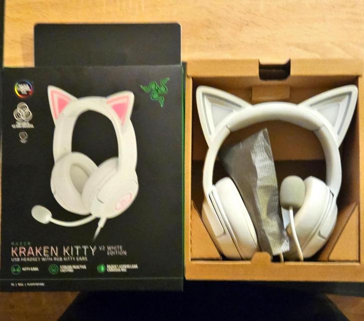 razer kitty v2 white edition (heeft nog garantie!), Computers en Software, Headsets, Ophalen
