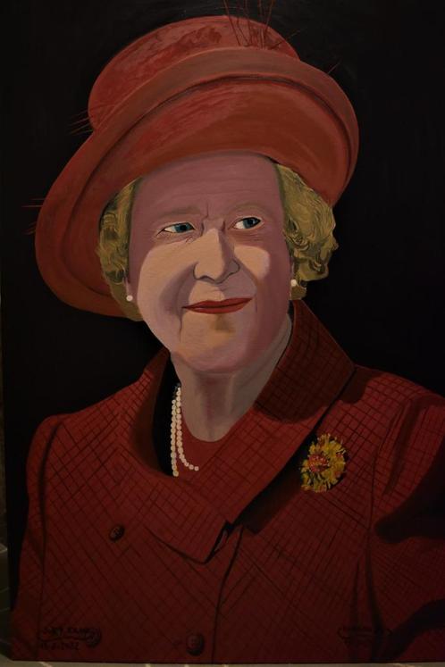 Portretschilderij koningin Elizabeth II door Joky Kamo, Antiek en Kunst, Kunst | Schilderijen | Modern, Ophalen