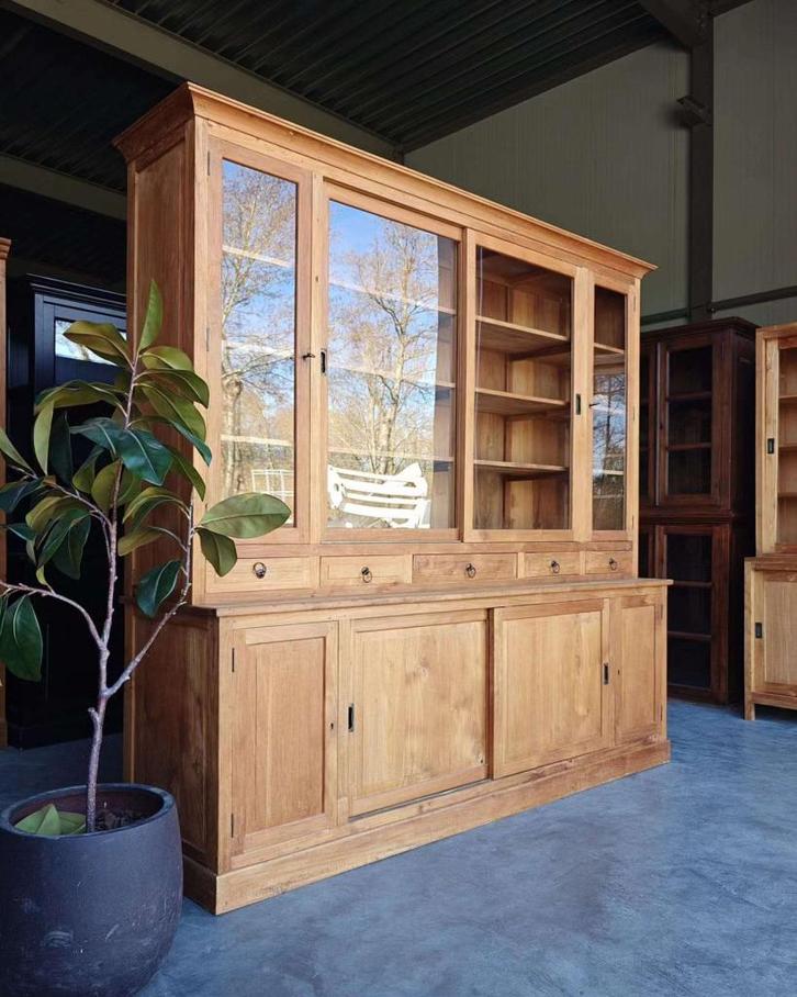 Grote winkelkast | Brede winkelvitrine teakhout #9423, Antiquités & Art, Antiquités | Meubles | Armoires, Enlèvement ou Envoi