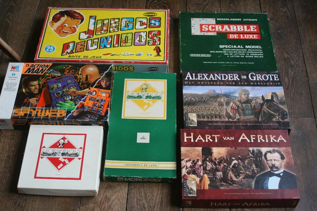 7 spellen scrabble, monopoly, 999 games: hart van afrika,..., Ophalen of Verzenden, Zo goed als nieuw
