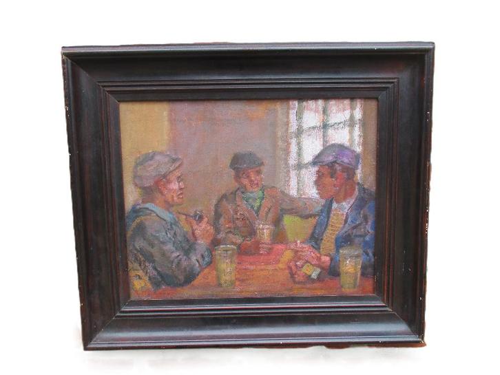Romain Malfliet (1910 - 2006) Dans un café, Antiquités & Art, Art | Peinture | Classique, Enlèvement ou Envoi