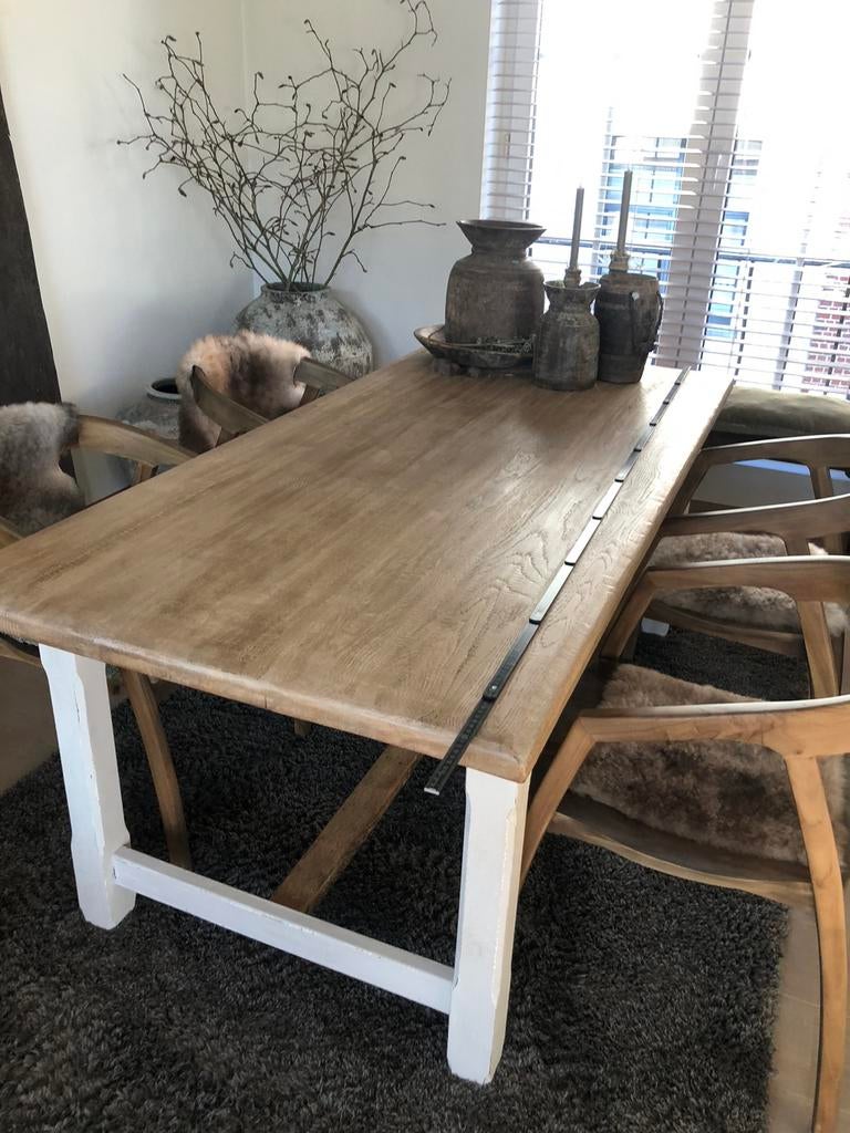 Massief houten eettafel, Huis en Inrichting, Ophalen, Landelijk modern, 50 tot 100 cm, Zo goed als nieuw
