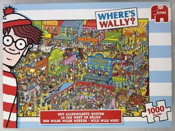 Jumbo Waar is Wally Het allerwildste Westen Puzzel 1000 st., Hobby en Vrije tijd, Denksport en Puzzels, Zo goed als nieuw, Legpuzzel