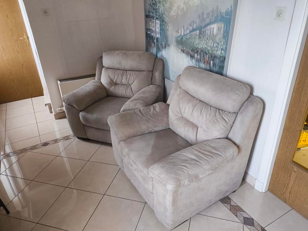 Eenzitter zacht beige grijze zetel, Ophalen, Nieuw, 75 tot 100 cm, 100 tot 125 cm