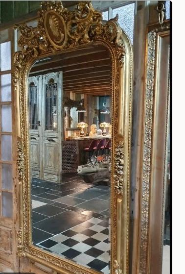 >MIROIR BAROQUE EN BROCANTE FRANÇAISE 120X220 CM, Enlèvement