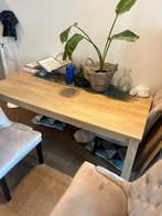 Moderne eettafel houtlook – 6 personen – stevig & stijlvol, Huis en Inrichting, Tafels | Eettafels, Ophalen, Zo goed als nieuw