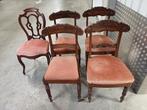 Lot de 5 Chaises anciennes en bois - style classique, Maison & Meubles, Chaises, Rouge, Enlèvement, Classique, Tissus