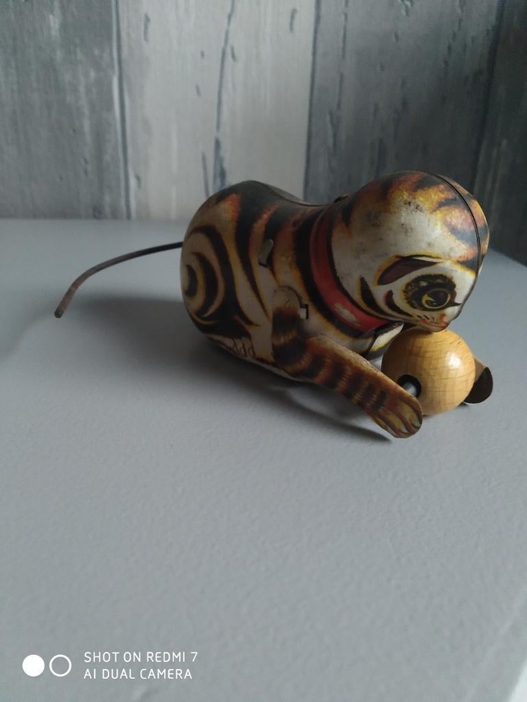 Antieke blikken Opwindbare kat, Ophalen of Verzenden