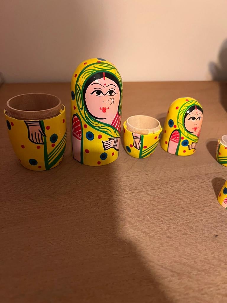 Matriochka russe, thème indien, 5 pièces, Antiquités & Art, Enlèvement ou Envoi