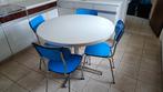 Vintage ronde tafel met 4 formica stoelen, Huis en Inrichting, Tafels | Eettafels, Ophalen, Gebruikt, Rond