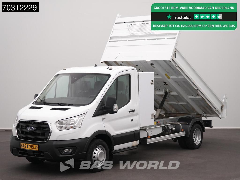 Ford Transit 170pk Kipper met Kist 3,5t Trekhaak Dubbellucht, Euro 6, 4 cilinders, Wit, Bedrijf