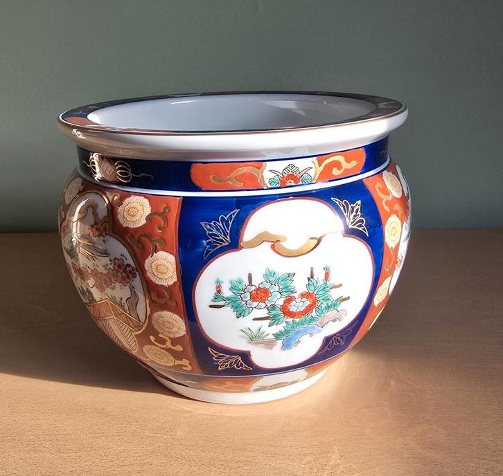 Japanse handgeschilderde bloempot, Antiquités & Art, Antiquités | Porcelaine, Enlèvement