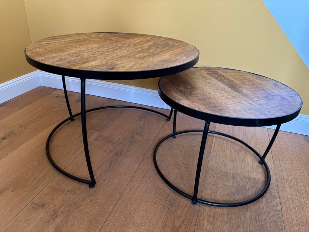 Salontafel set mangohout, Huis en Inrichting, Tafels | Salontafels, Zo goed als nieuw, Minder dan 50 cm, 50 tot 100 cm, 50 tot 100 cm