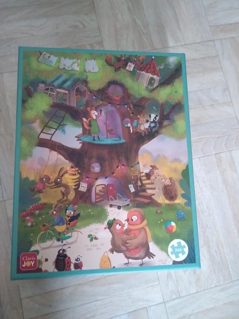 Puzzel 300 stukjes boomhuis en bosdieren, Ophalen, Meer dan 50 stukjes, Nieuw, 6 jaar of ouder