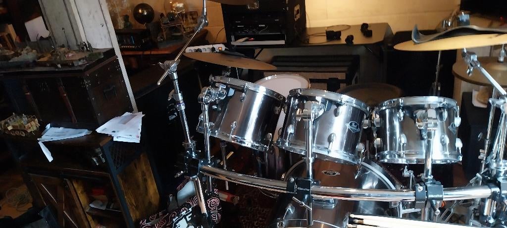 Pearl export compleet met gibraltar rack en cymbals, Musique & Instruments, Batteries & Percussions, Enlèvement, Utilisé, Pearl